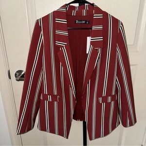 New York & Company Red and White Striped Blazer